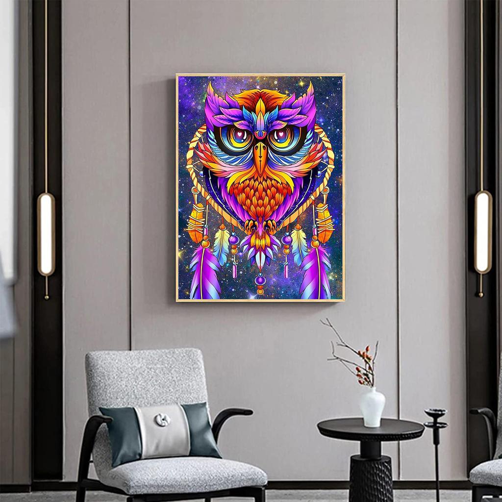5D Diy Diamond Painting Colorful Owl Cross Stitch Set Full Diamond Embroidery Mosaic Art Picture of Rhinestones Decor Gift