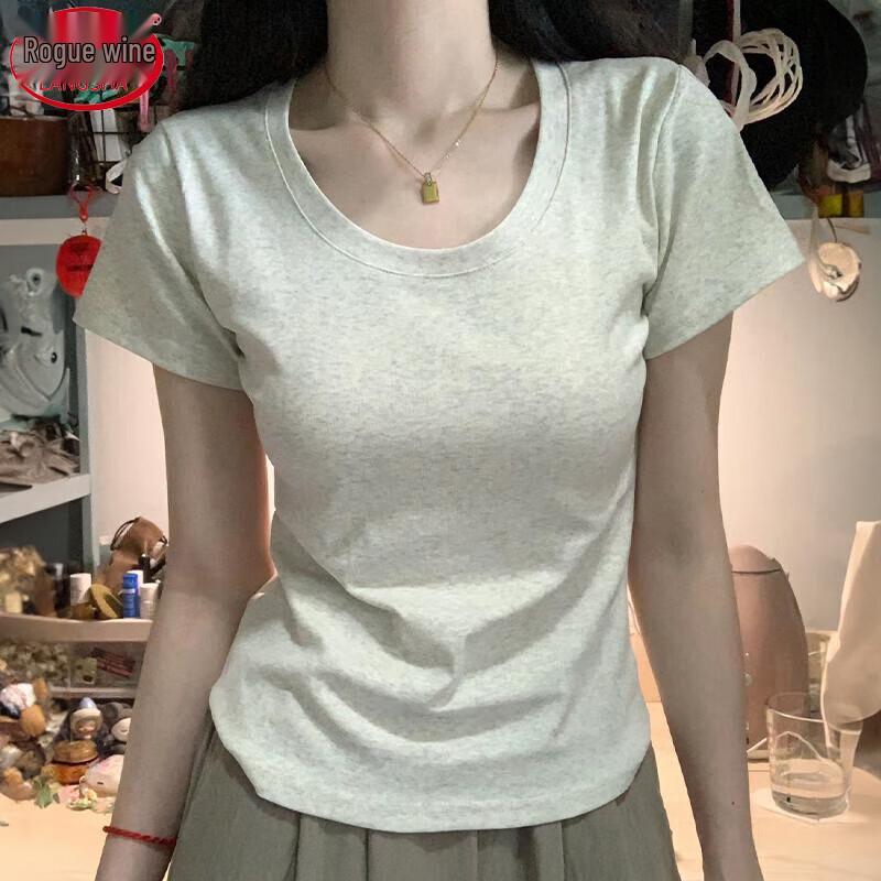 Langsha 2025 Women's Cotton Slim Fit Round Neck T-Shirt