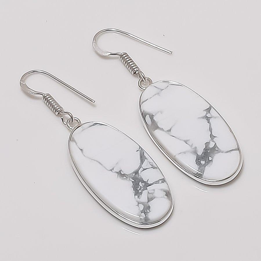 

Natural Howlite Gemstone Handmade 925 Sterling Silver Jewelry Earring 1.97 AEE-10777