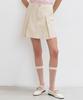 City Breeze Pleated Stitch Contrast Mini Skirt_Beige