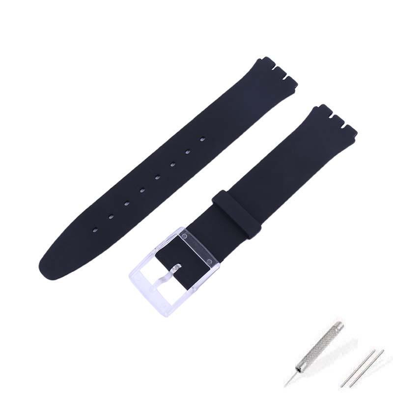 

Надтонкий 16-мм силіконовий ремінець для годинника Swatch - Унісекс 16mm чорний
