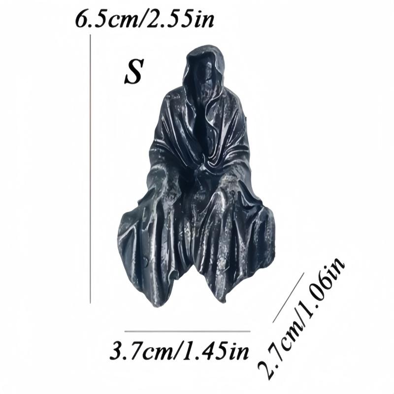 

1/2 шт. Загадочная черная статуэтка из смолы в капюшоне -, Подходит для книжной полки, офисного стола, сада, автомобиля, украшение для Хэллоуина в стиле хоррор