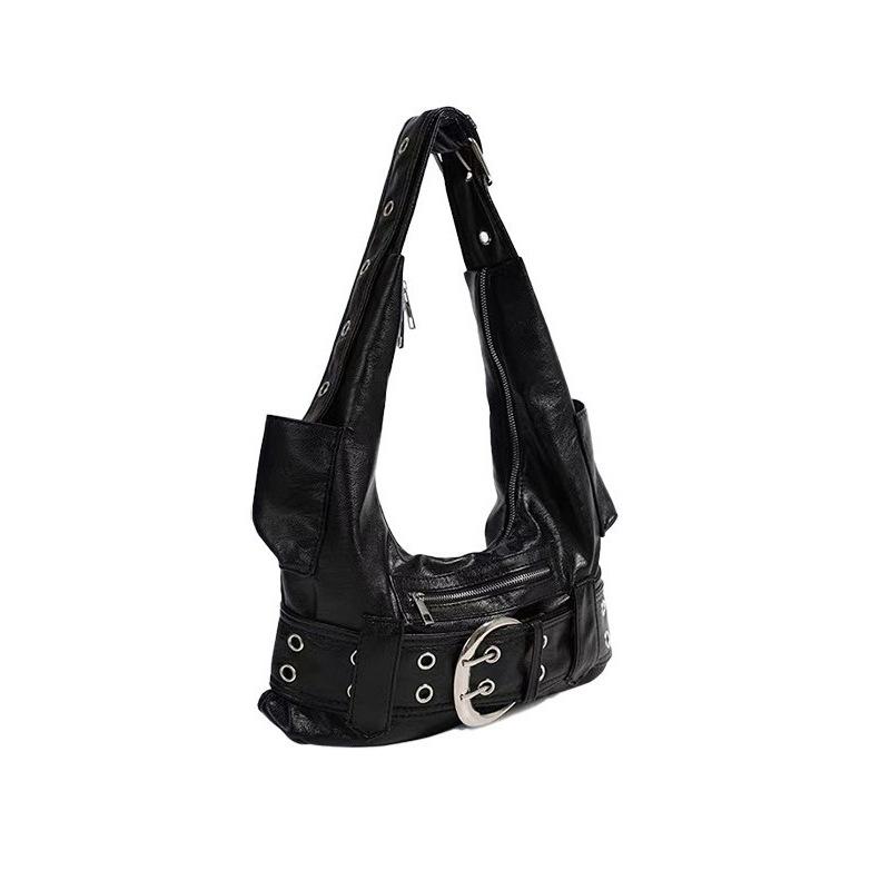 Spice Girl Wind Underarm Bag Vintage Spice Girl Underarm Bag Large Capacity Commuter Shoulder Black Locomotive Bag Female