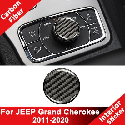 For JEEP Grand Cherokee 2011- Carbon Fiber Car Center Console Knob Panel Trim Cover Decoration Sticker Interior Parts