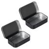 Flips Top Storage Tin Boxes Sturdy Iron Organizers Containers for Home Office 2 Pieces Set