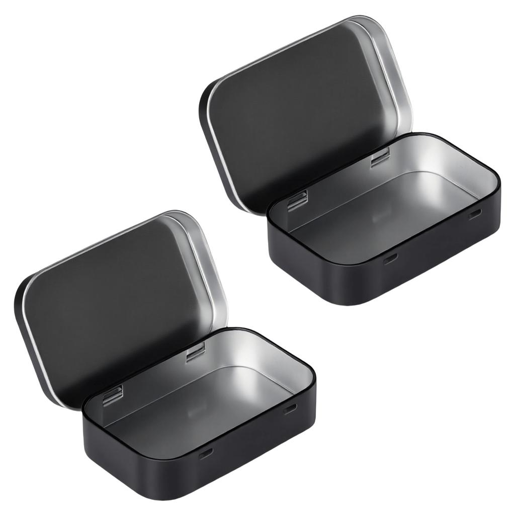 Flips Top Storage Tin Boxes Sturdy Iron Organizers Containers for Home Office 2 Pieces Set
