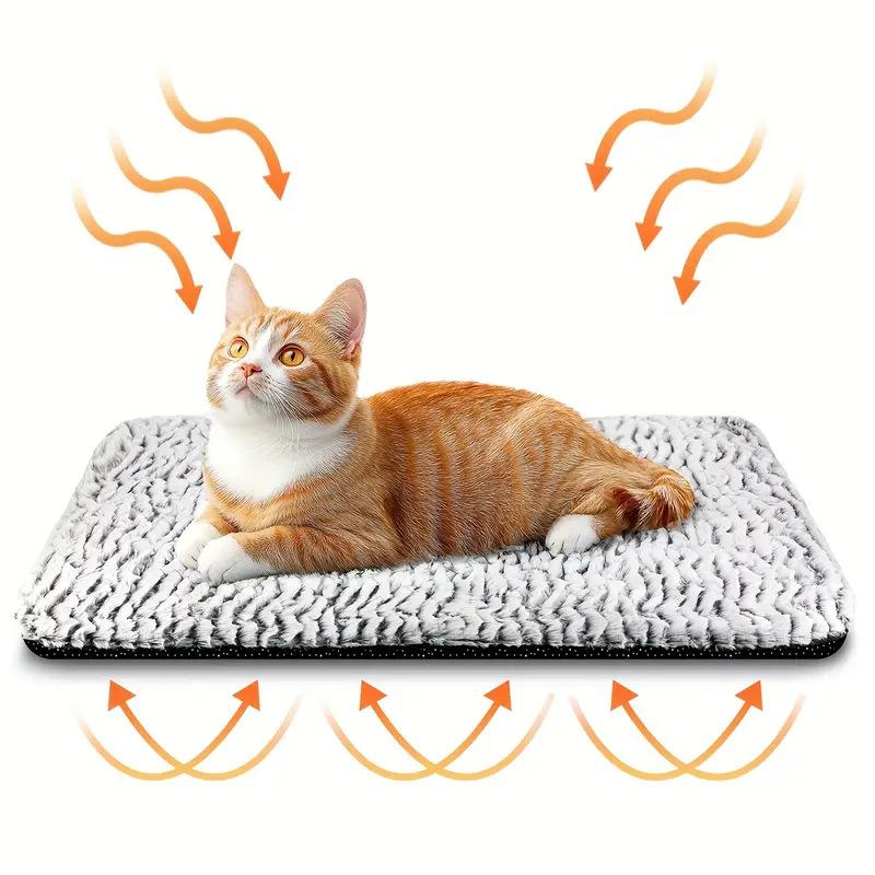 Self-Heating Berber Fleece Striped Cloth Pet Heating Blanket Warm Dog Kennel Supplies with Removable Bed for Dogs and Cats