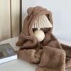 Winter Hat Scarf Gloves Set Bear Ear Protection Warm Windproof Plush Hooded Scarf Mitten Three Piece Set Cute Cartoon Accessory