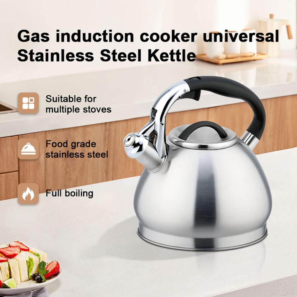 2025 Nowy czajnik gwizdkowy ze stali nierdzewnej, Europejski domowy czajnik do gotowania wody, Uniwersalny czajnik na kuchenkę indukcyjną i gazową, 3L