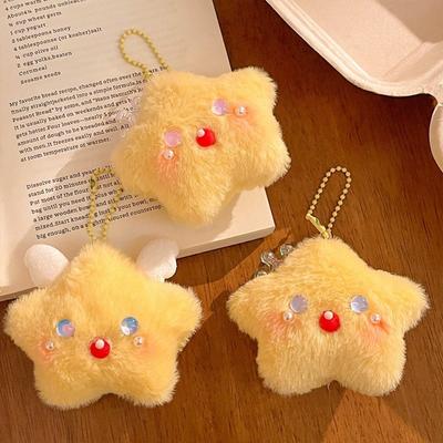 Cartoon Plush Star Pendant Graduation Gifts Star Moon Keychain Key Ring Small Moon Pendant  Gifts