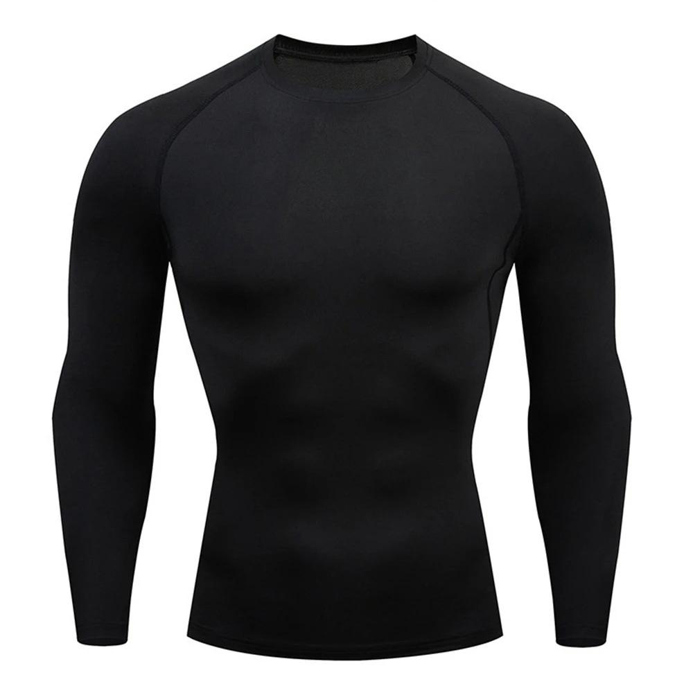 Running T-shirt Men's Compression Shirt Black Gym Top Sports Quick Drying Breathable Tracksuit Fitness Long T-shirt