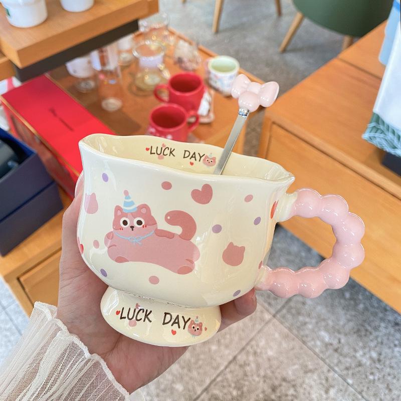 ins wind puppy mug high-value cup ceramic couple water cup for girls' birthday gifts