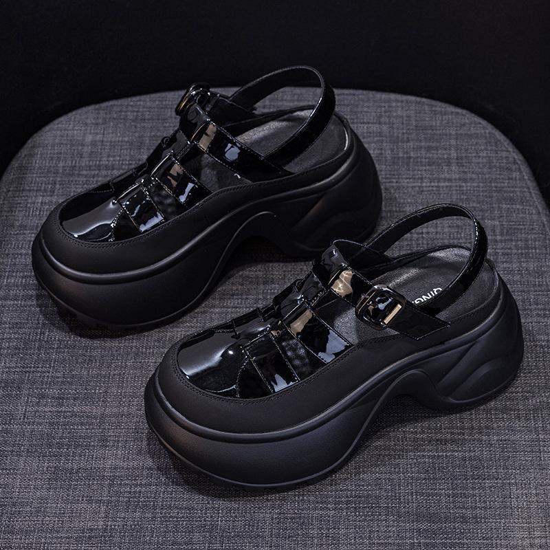 Römersandalen mit dicker Sohle Damen 2025 Sommer neu hohl und atmungsaktiv lässige Mode vielseitig dicker Absatz höhenverstärkend Damen Sandalen