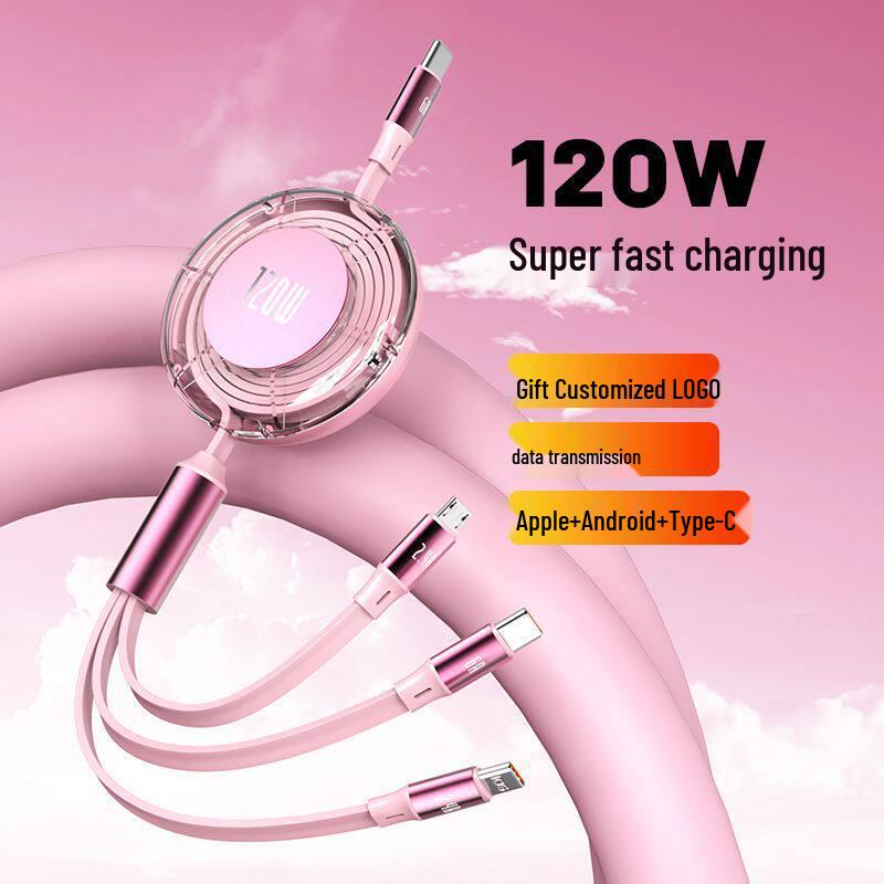 MKO120W 3-in-1 Fast Charging Cable for Apple, Huawei, Android, and Type-C Devices