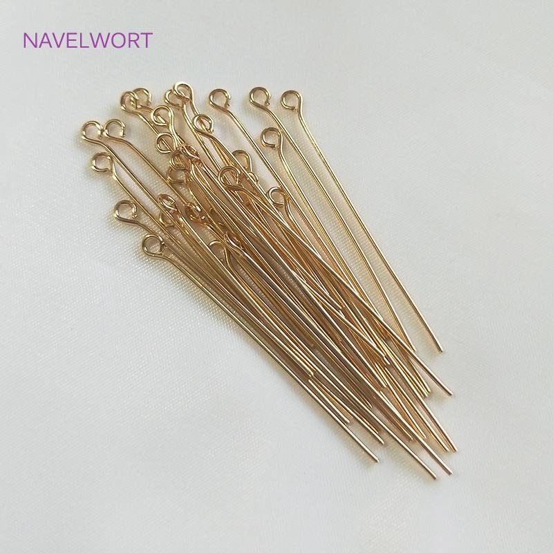 50pcs/bag 20-50mm Flat Head Pin/Ball Head Pin /Eye Pins 18K Gold Plated/Platinum Plated Pins For DIY Jewelry Making Supplies