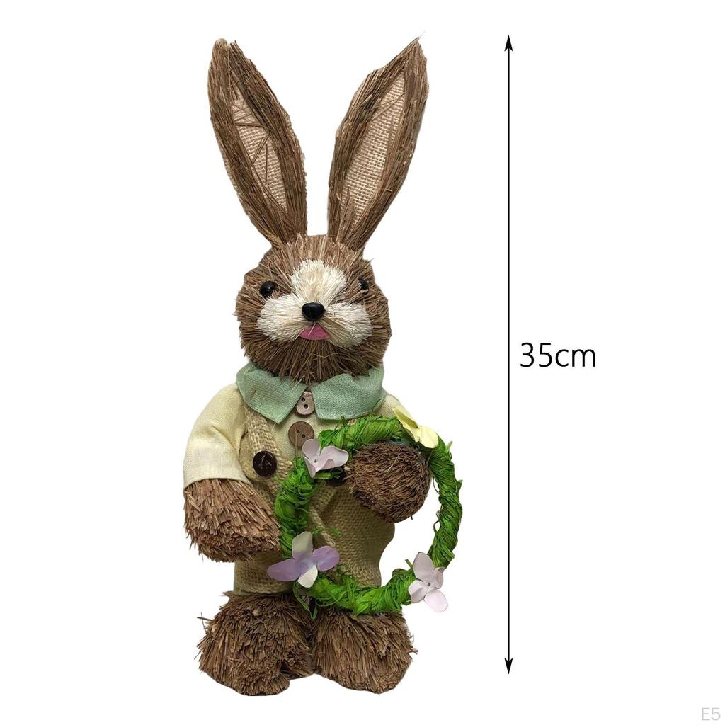 Bunny Figurine Artificial Animal Model Sculpture Doll Statue for Kitchen Easter Day Tabletop Party