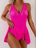 2026 New Fashion Solid Color Laser-Cut One-Piece Swimsuit for Women - European and American Style, Sexy Best Seller Swimwear