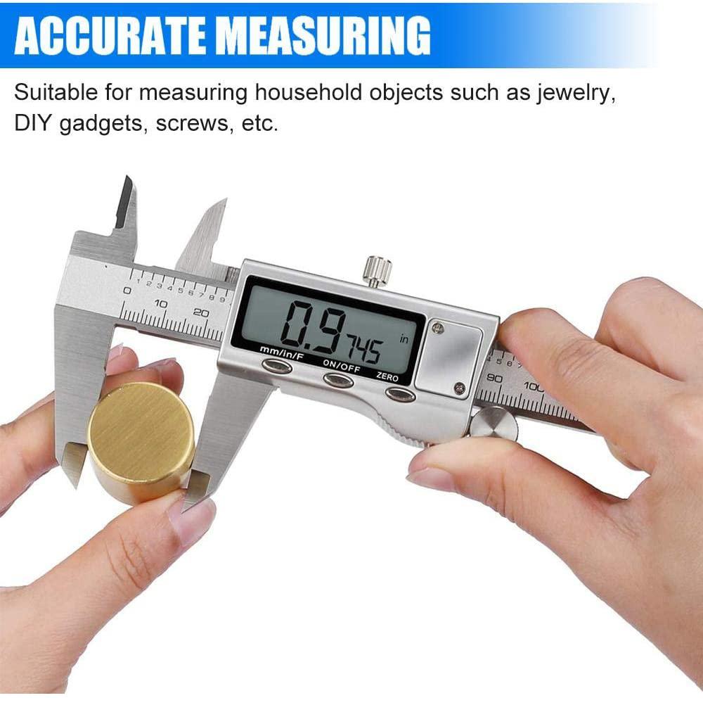 Stainless Steel Vernier Caliper Digital Micrometer with Large LCD Screen,Auto-Off Feature, Inch/Metric Conversion Measuring Tool