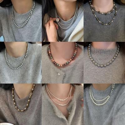 Κομψό Γαλλικό Διπλό Κολιέ με Μαργαριτάρια: Ευέλικτο, Υψηλής Ποιότητας Κολιέ Κλείδας