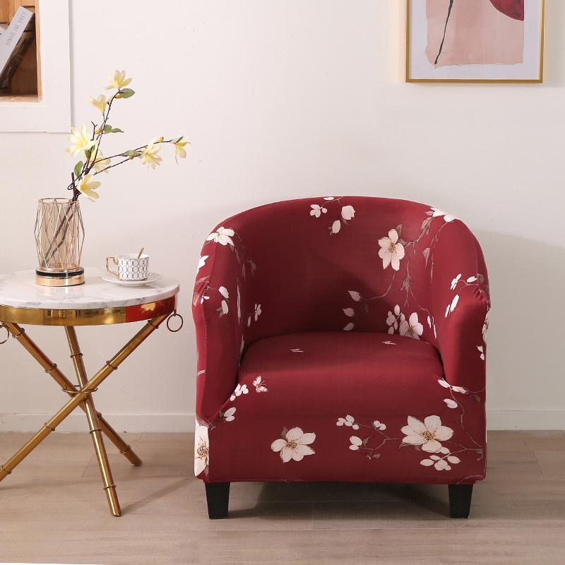 1pc Stretch Printed Club Armchair Cover Washable Tub Chair Slipcover Relax Single Chair Case for Coffee Bar Living Room Office