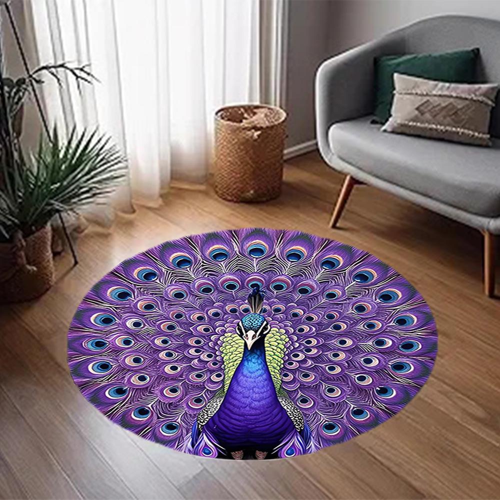 1pc Home Carpet Peacock Design Non-slip Rug for Office Decor and Living Room Gift Ideas