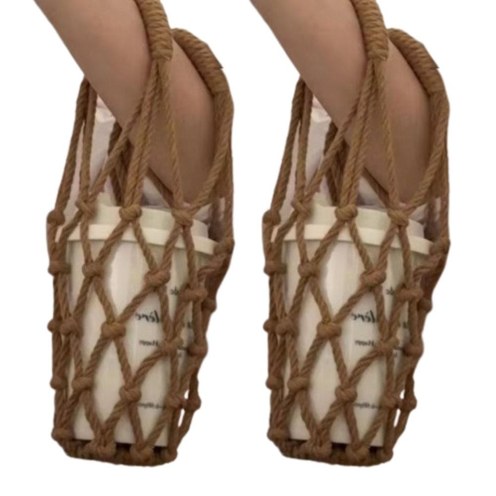 2Pcs Hollow Out Net Bag Cup Cover Woven Crochet Cup Holder Water Bottle Bags  Umbrella Storage