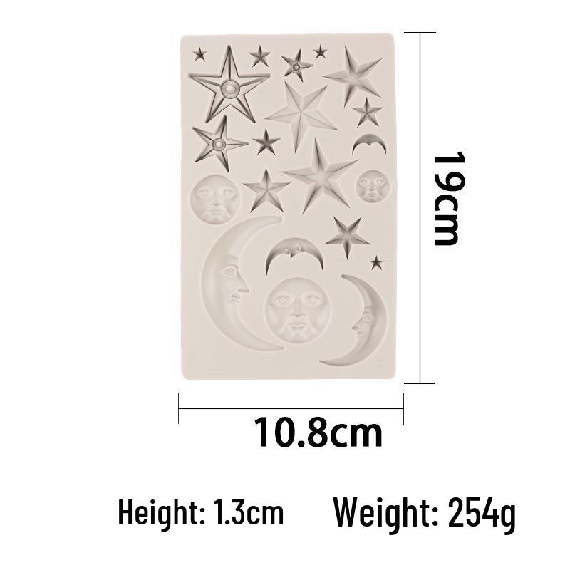 Star and Moon Silicone Mold for Chocolate, Fondant, Cake, Resin, and Baking Decorations.