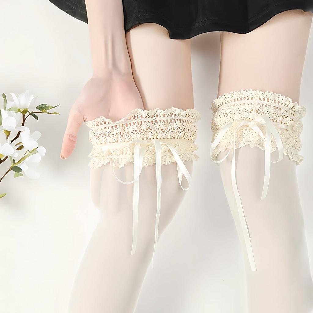 Lolita Lace Over-the-Knee Socks with Bow Tie