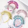 Adult Teen Tinsel HAPPY BIRTHDAY Crown Shape Headband Festival Hair Hoop for Party Performances Unisex Headpiece