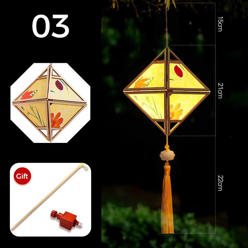 Mid-autumn Portable Lantern With Tassel Waterproof Chinese Antique Wood Carving Palace Light Lamp New Year Spring Festival Decor