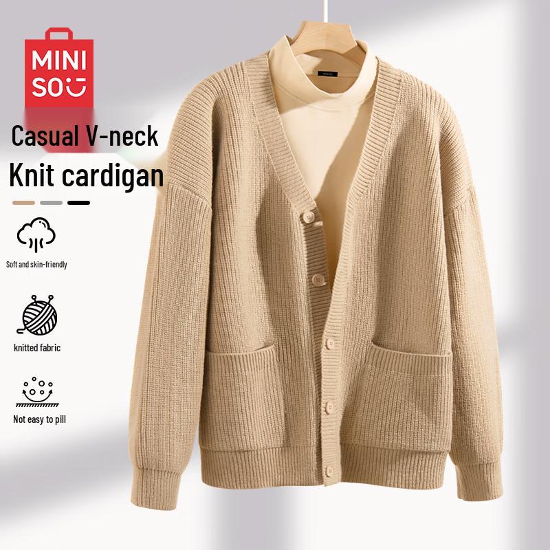MINISO Men's V-Neck Knitted Cardigan