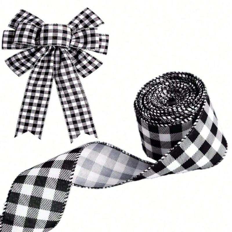 

180in Red and Black Buffalo Plaid Burlap Ribbon, Christmas Ribbon Red and Black Plaid Christmas Wrapping Crafts Ribbon for Gift Wrapping Supplies