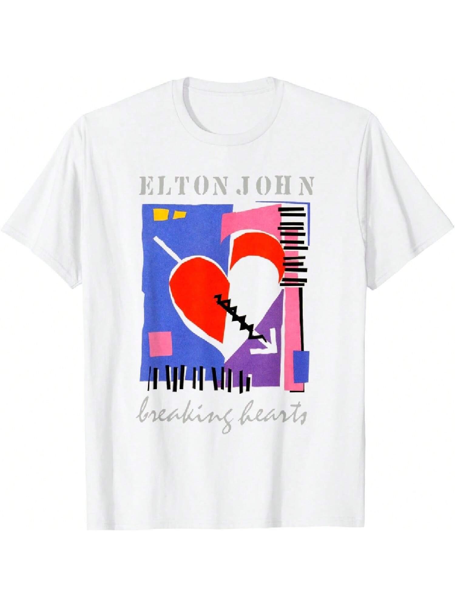 Elton John Official Retro Breaking Hearts T-Shirt S