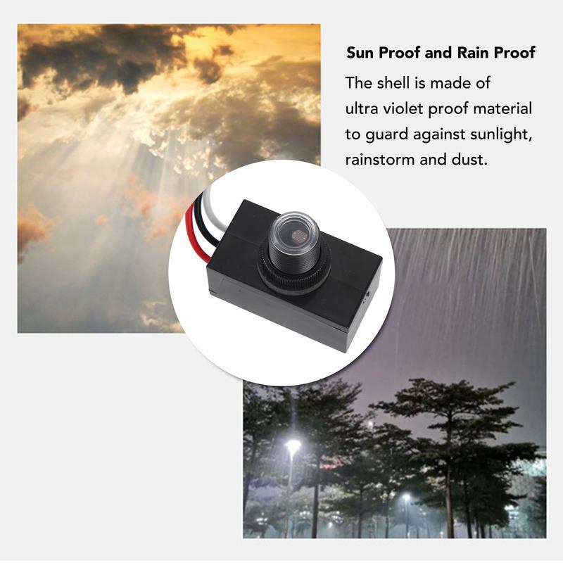 Photocell Light Sensor IP65 Proof Level Multifunctional Compact Outdoor Photoelectric Light Control Photocell Sensor
