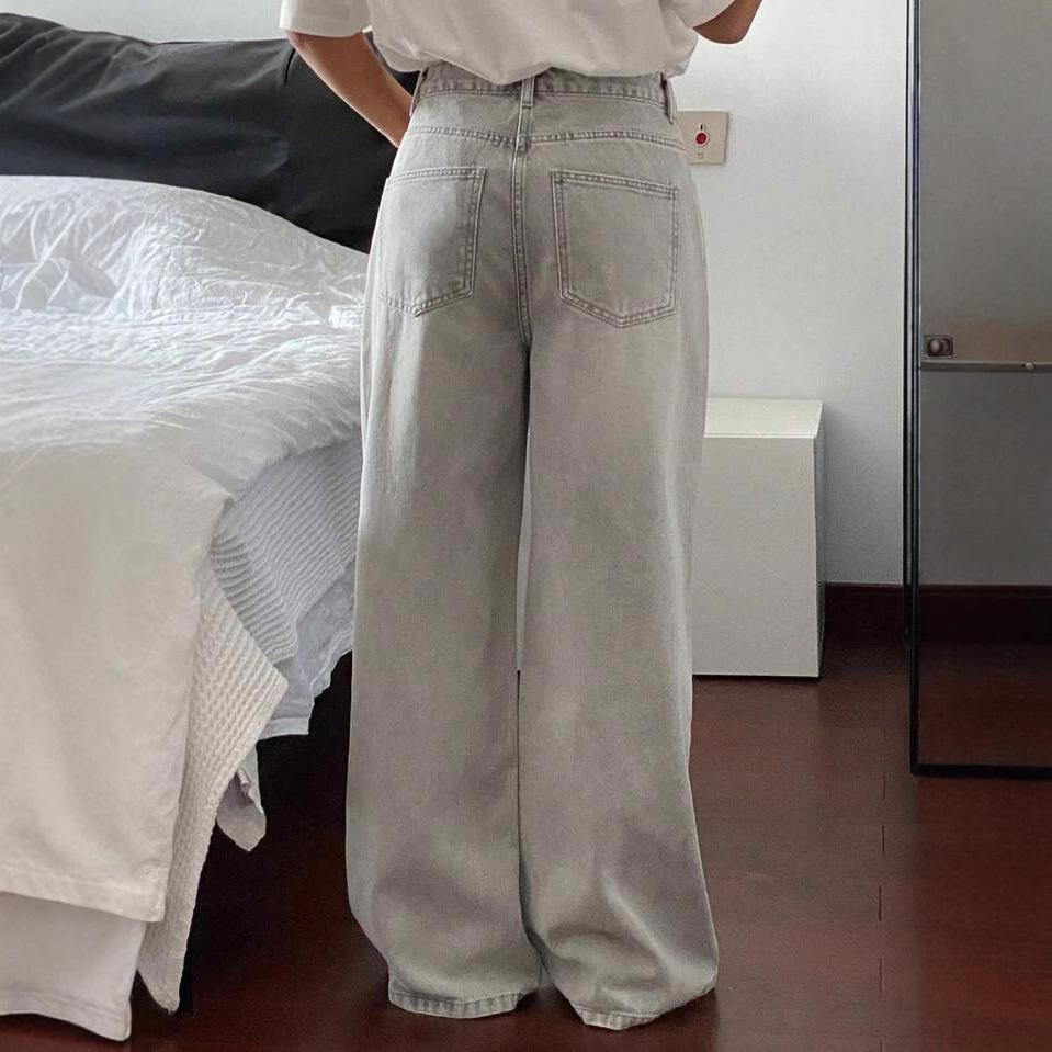 High Waist Straight Jeans Damen Locker Lässig Denim Hose Tägliche Straßenhose