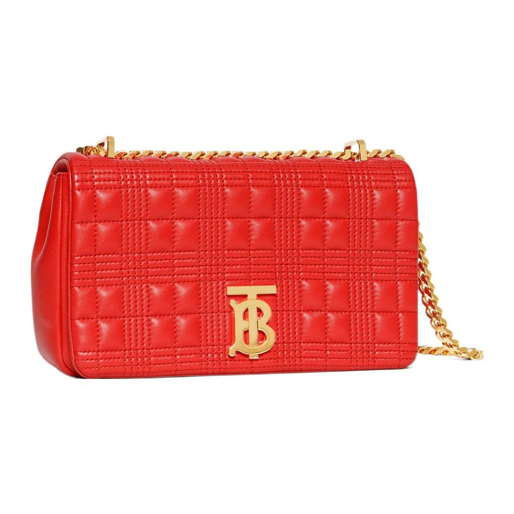 Burberry Lola Bag Tb Logo Metal Chain Quilted Lambskin Crossbody Shoulder Bag Women Bags Red 80208491