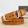 X Ladies Graphic Genuine Leather Belt Alloy Pin Buckle Casual Decoration Wear
