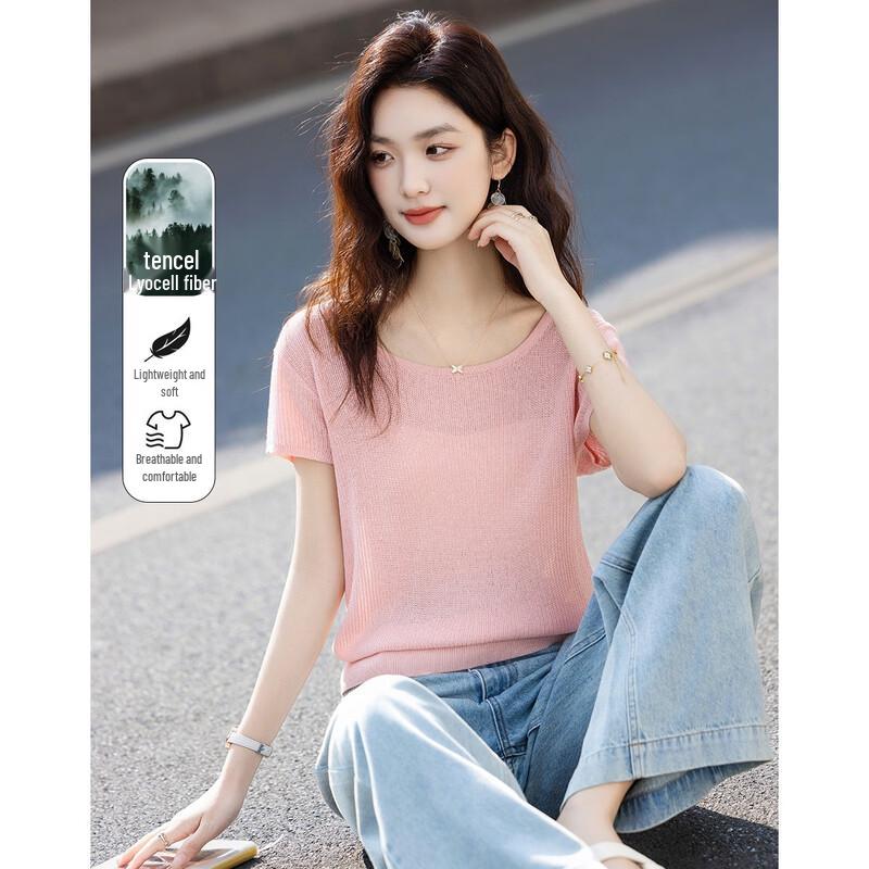 

Demana Women s Linen Blend Short Sleeve Knit Top S