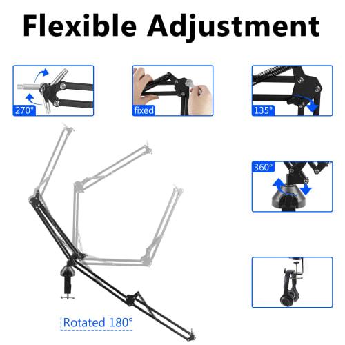 Geekria for Creators Microphone Arm Compatible with Fifine K669, K670, K670B, K658, K678, AmpliGame A6T, A8, Microphone Boom Arm Mount Adapter, Suspen