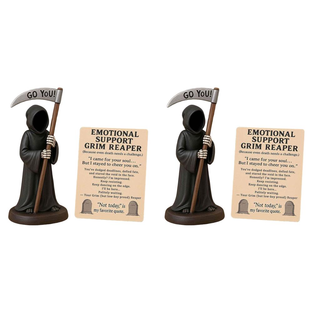 1-2PCS Death Statue Standing Sickle Reaper Resin Rrafts Statue Santa Muerte Figurine Grim Reaper Holding Scythe Halloween Decor