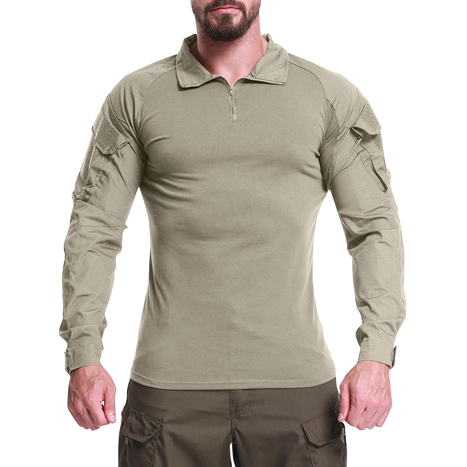 

Мужской однотонный топ с лацканами на молнии, свободного кроя, с длинным рукавом, мужской повседневный модный топ с длинным рукавом M хаки