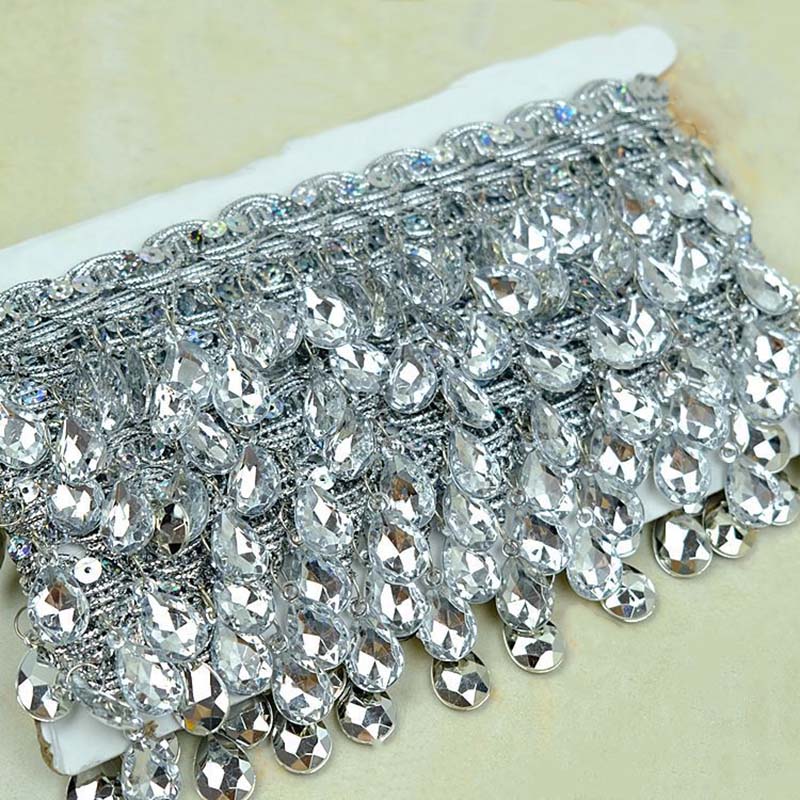 Diy Garment Sewing Accessories Hat Lace Ribbon Drop Rhinestones Diamond Costume Dress Sequined Tassel Fringe Edge Lace Trims