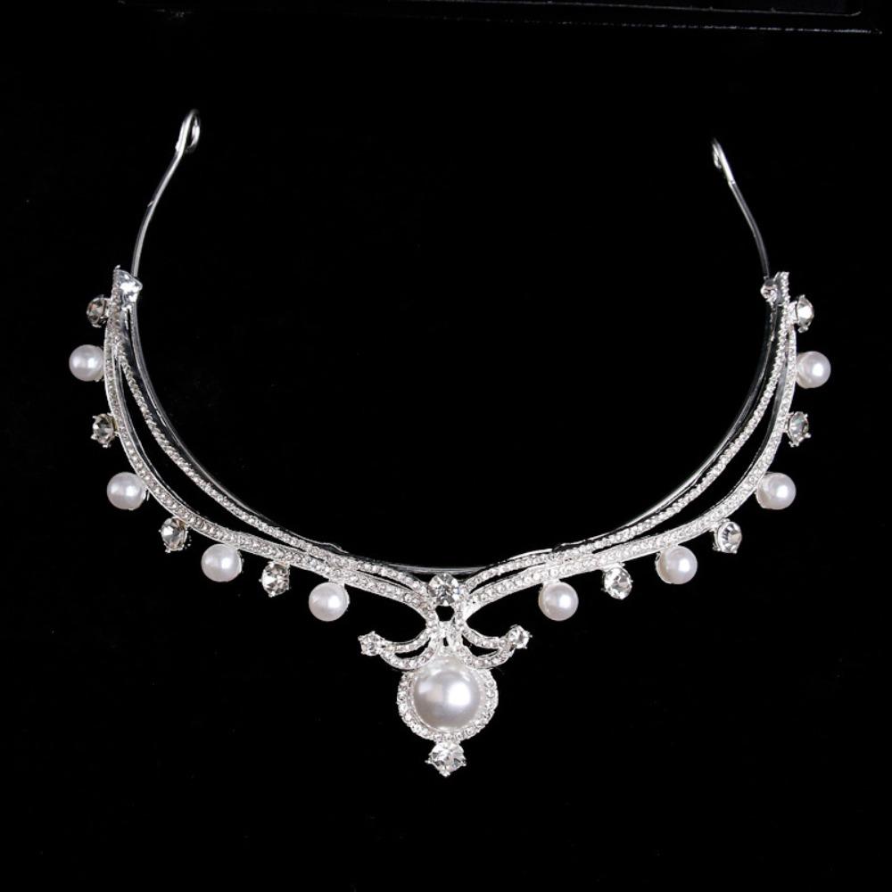 

Темпераментная королева барокко элегантная корона невесты хрустальная корона жемчужные аксессуары для волос тиара со стразами серебряный