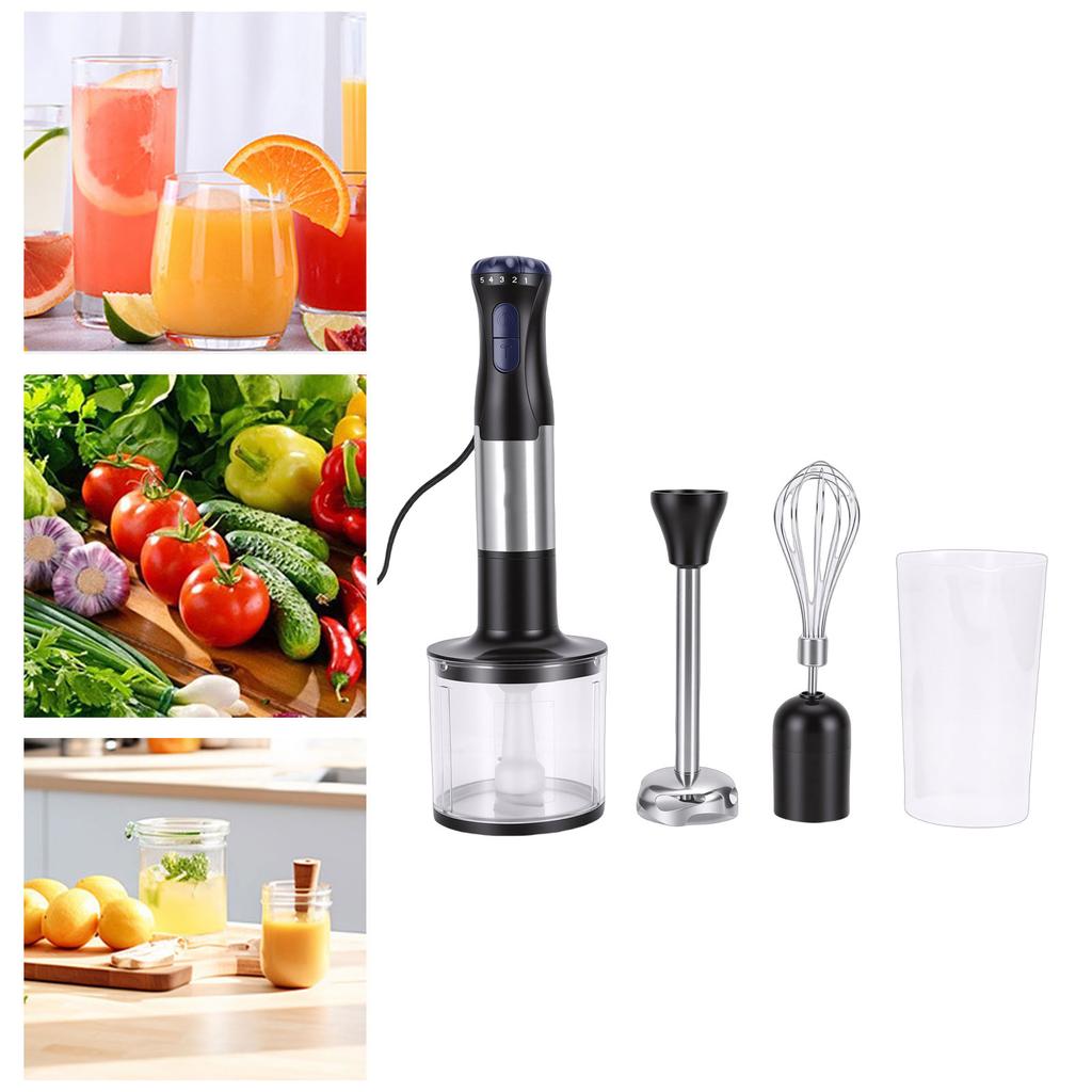 Immersion Hand Blender 4 in 1 20 Speeds Food Processor Stick Blender Stainless Steel with Boost Button 500W