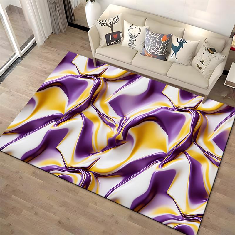 Abstract Purple and Gold Swirl Pattern Carpet for Modern Living Rooms Suitable for use as an anti-slip for living room bedroom sofas