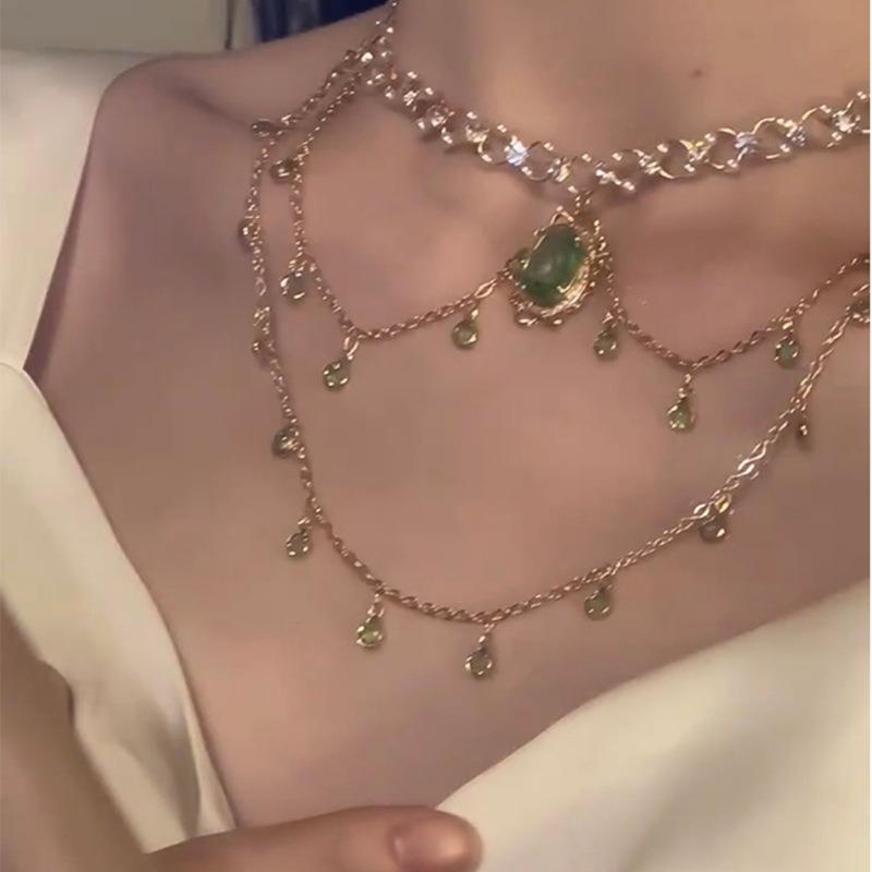 Explosive Multi-layer Oval Zircon Pearl Necklace