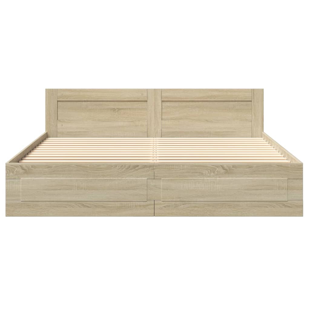 vidaXL Bettgestell mit Kopfteil Sonoma-Eiche 180x200 cm Holzwerkstoff