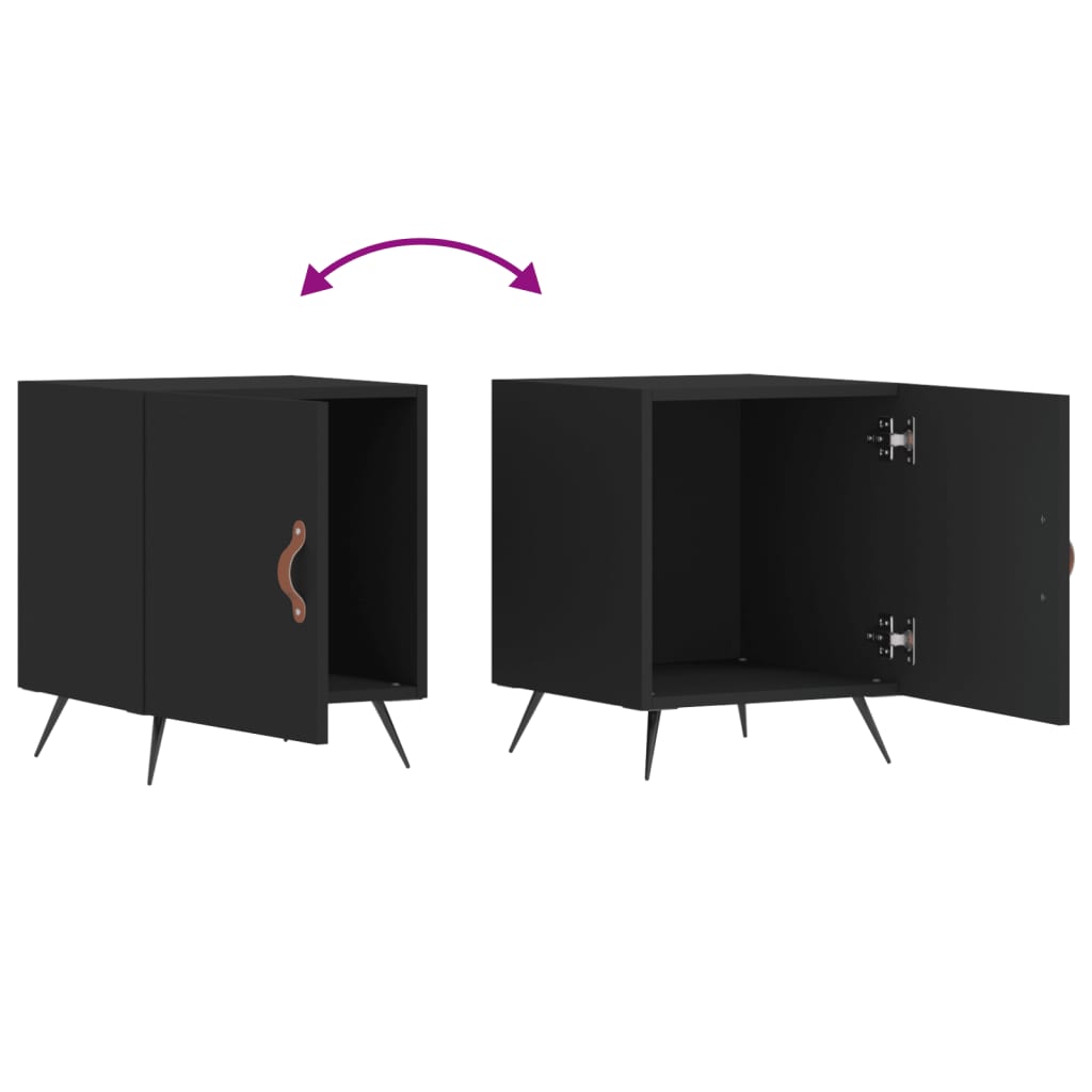 Nightstands 2 Pcs Black 40 X 40 X 50 Cm Engineered Wood