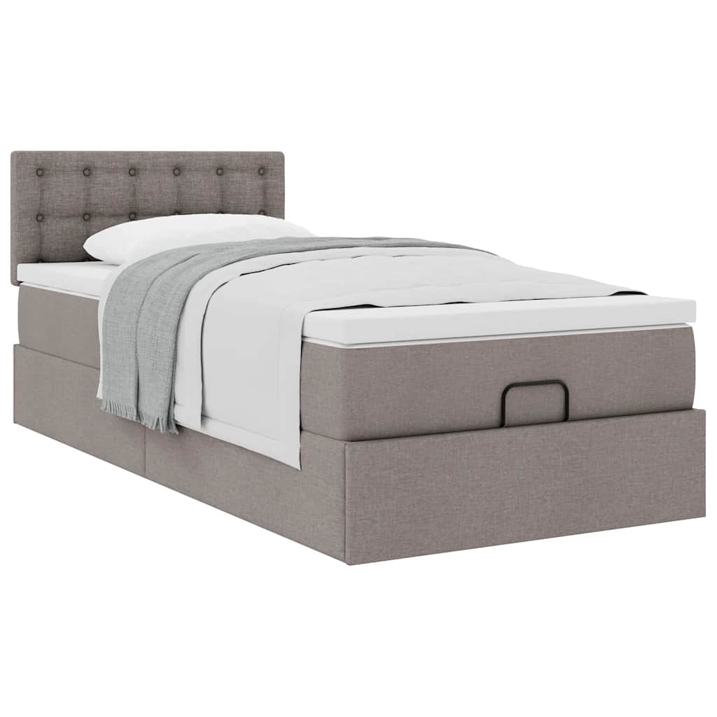 Ottoman Bed with Mattress Taupe 100x200 Cm Fabric