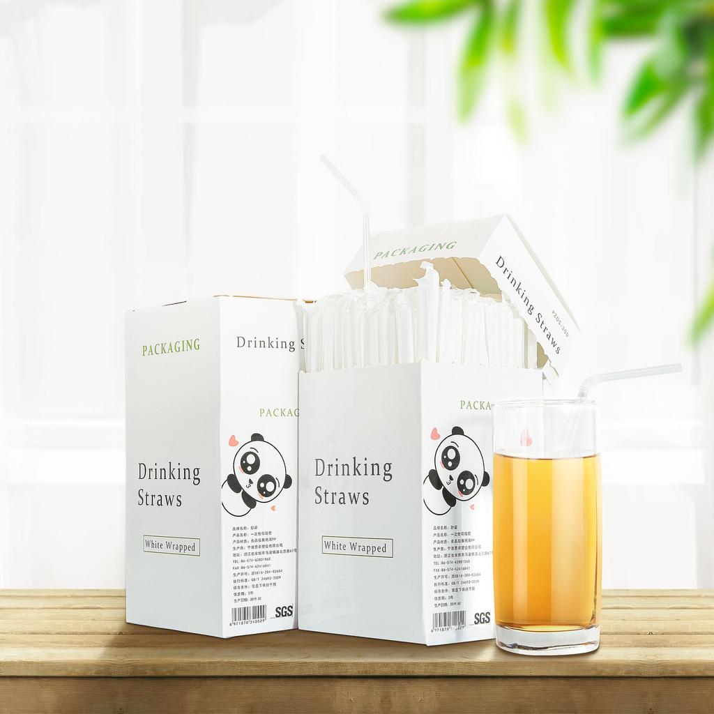 Disposable Straw, Bendable, Independent Packaging, Flat Mouth Straw, Spot Wholesale, Food Grade Plastic, PP Transparent Straw